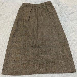 NWT Womens Gray Regular Fit Plaid Pleated Front Button Long Maxi skirt